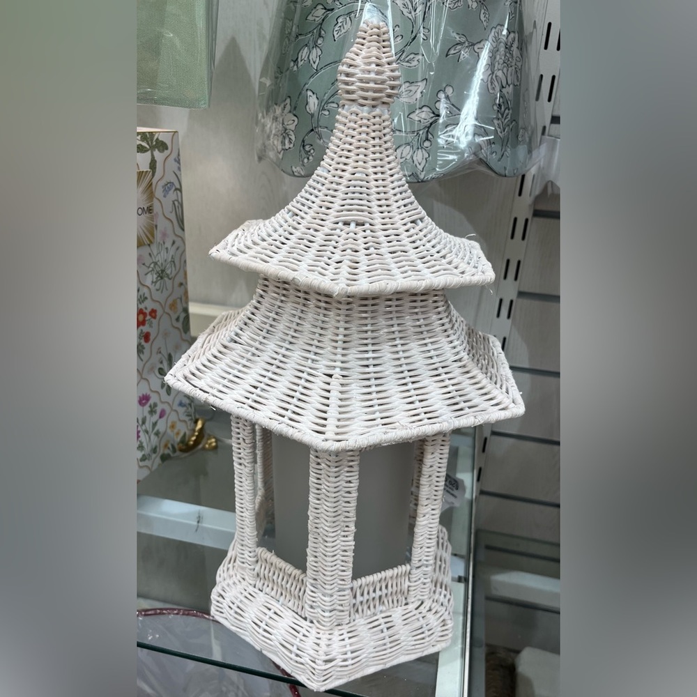 Rare wicker vintage style pagoda lantern